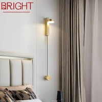 BRIGHT Nordic Brass Wall Lamp LED 3 Colors Creative Simple Gold Bedside Sconce Light for Home Living Room Bedroom