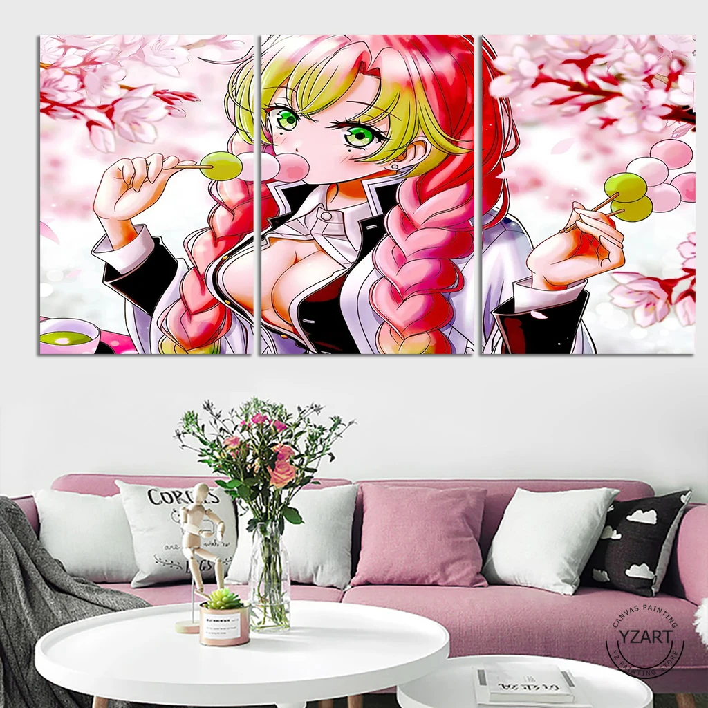 

3/5 шт., картина без рамки на холсте, рассекающий демонов, HD Kanroji Mitsuri, настенные картины для домашнего декора