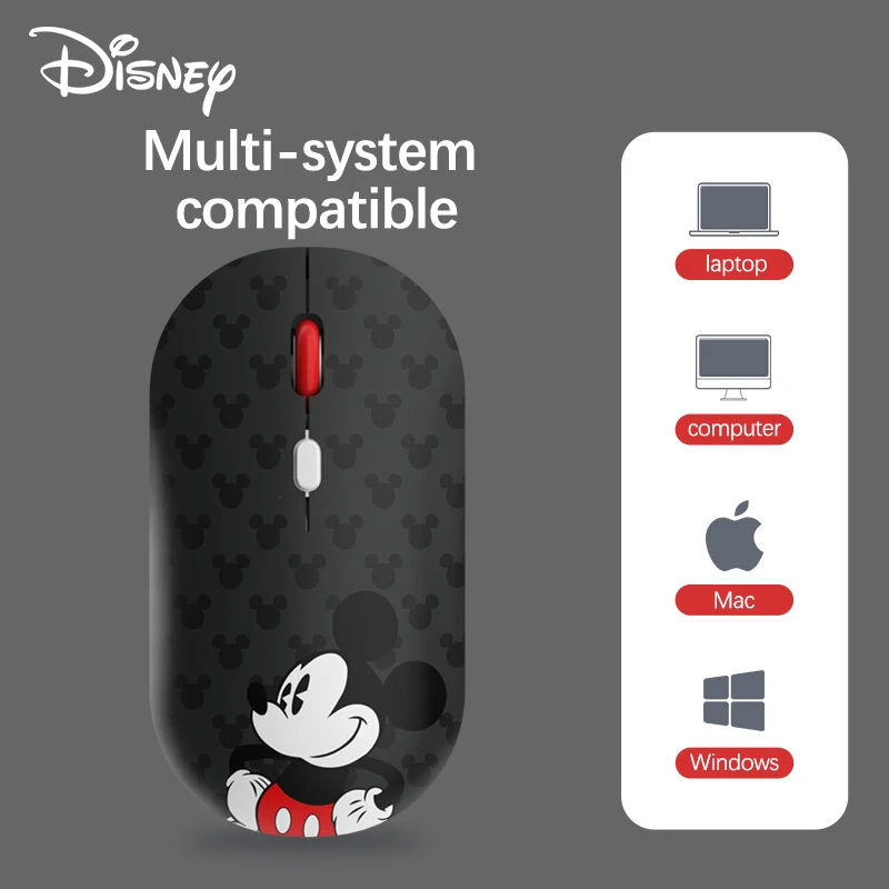 

Disney Mickey 2.4G Wireless Mouse Bluetooth 5.0 Dual Mode 1600 DPI USB Receiver Silent Office Mouse Mice For PC Laptop