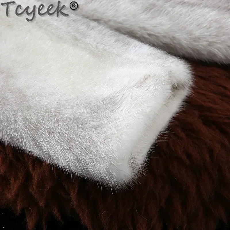 Tcyeek Роскошная куртка из натурального норкового меха средней длины пальто