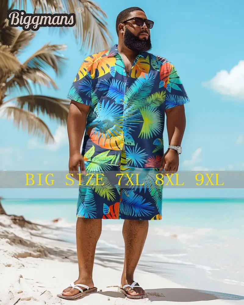 Мужская рубашка с тропическим принтом размеры до 8XL