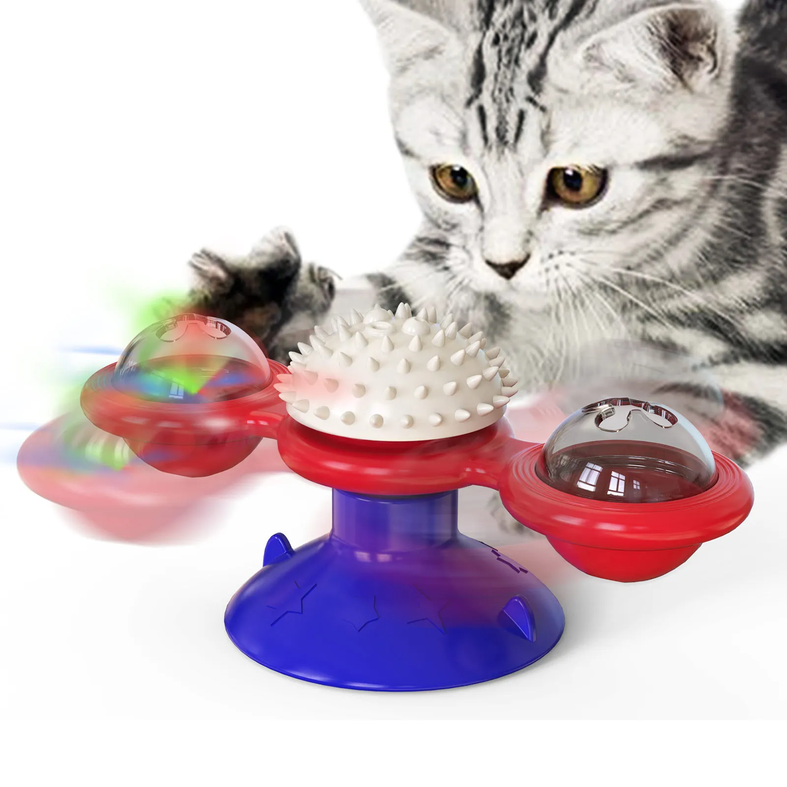 

Multifunction Cat Scratcher Toys Spinning Windmill Turntable Cat Toys Scratching Itching Device Grinding Tooth Glowing Toy