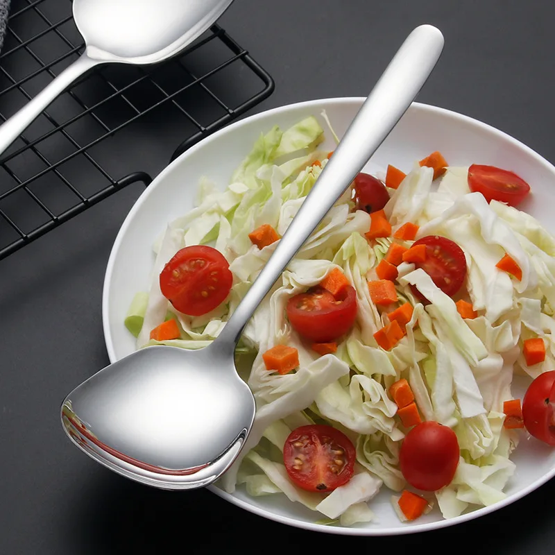 Фото Большая многофункциональная ложка из нержавеющей стали, зеркальная полированная десертная ложка для закусок, тема для ужина, мороженого, десерта, арбуза №3