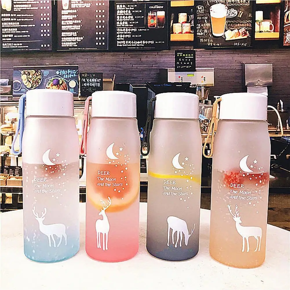

560ml Water Bottle Wide Mouth Leak-proof PC Unbreakable Lidded Drinking Cup Household Supplies