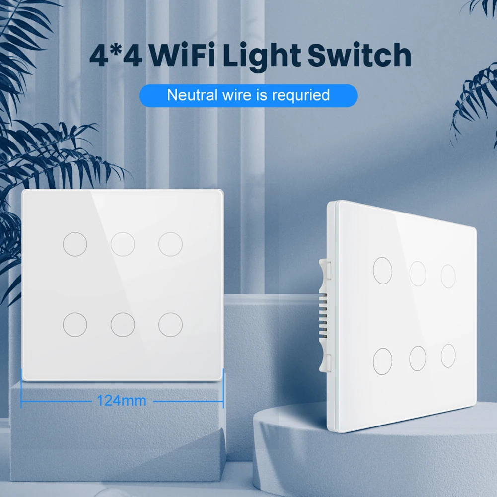 

WiFi Tuya Smart Life Touch Light Switch Brazil Panel Light Wall Switch 4/6 Gang Wireless Control Alexa Google Home AC110~240V