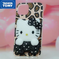 takara tomy hello kitty for iphone12 12 pro max cover iphone 13 13 pro 13 pro max 11 pro max x xs max xr leopard rhinestone case