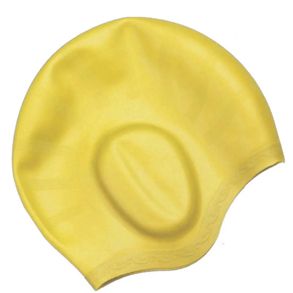 

Soft Reusable Stretch Ripple Pattern Silicone Large Size Adult Waterproof Easy Clean Ear Protection Swimming Cap