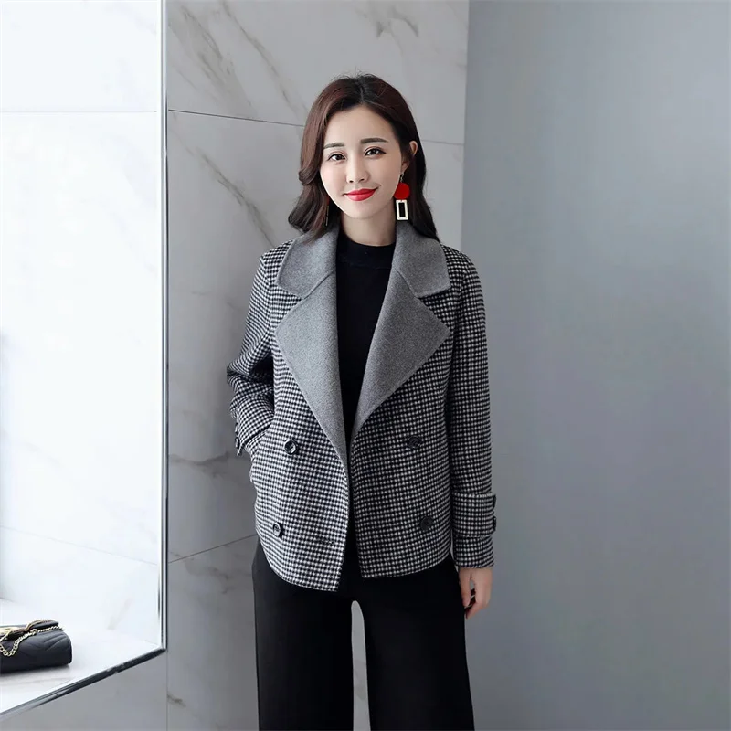 Короткие ароматные клетчатые куртки женские осень-зима 2021 новое пальто