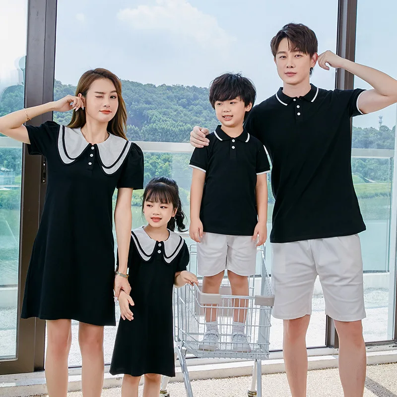 

Coordinated Outfits for Family Matching Clothes Mother and Daughter Black Dress Father and Son Kid Shirt Outfits Dad Child Sets