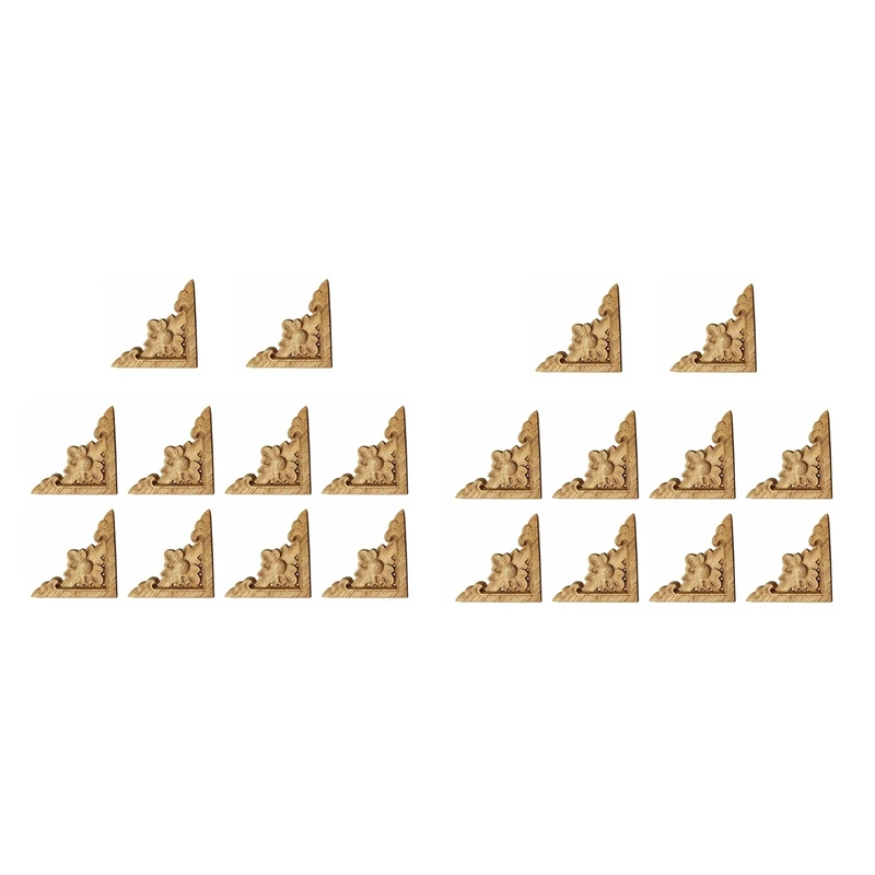 

Резная Неокрашенная европейская деревянная мебель, угловая деревянная аппликация для окон, деревянная фотоаппликация, 20 шт.