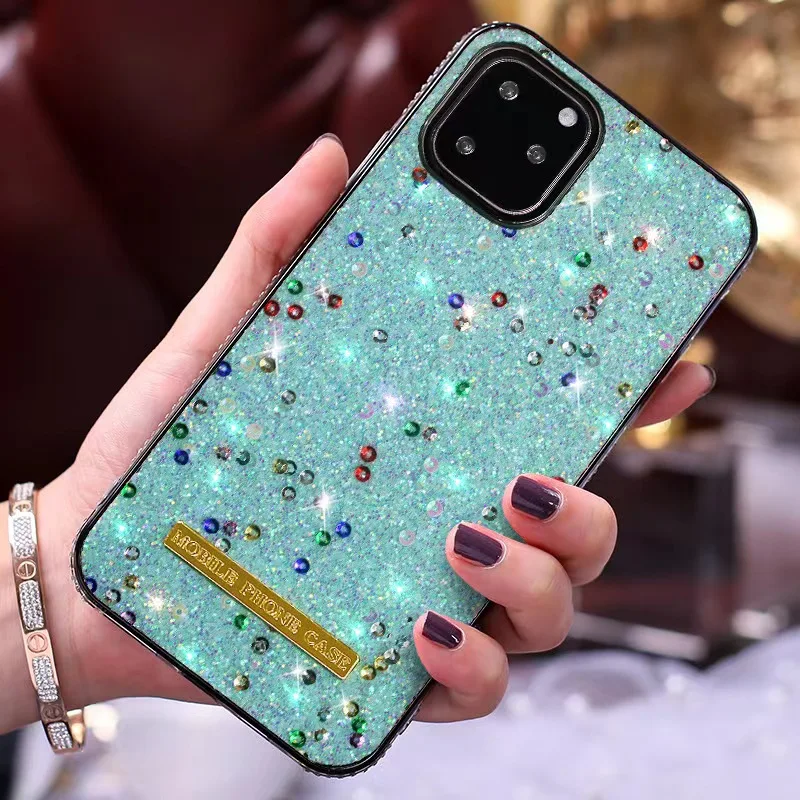 

For iPhone13 11 Pro Max 12 Mini XS Max For iPhone 14 Max X XR 6 7 8 Plus Se 2 TPU + PC Material Colorful Flash Drill Phone Case
