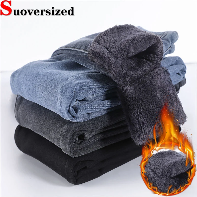 

Утолщенные облегающие зимние джинсы-карандаш до щиколотки, плюшевые бархатные подкладки, эластичные джинсы с высокой талией, теплые облегающие ковбойские брюки