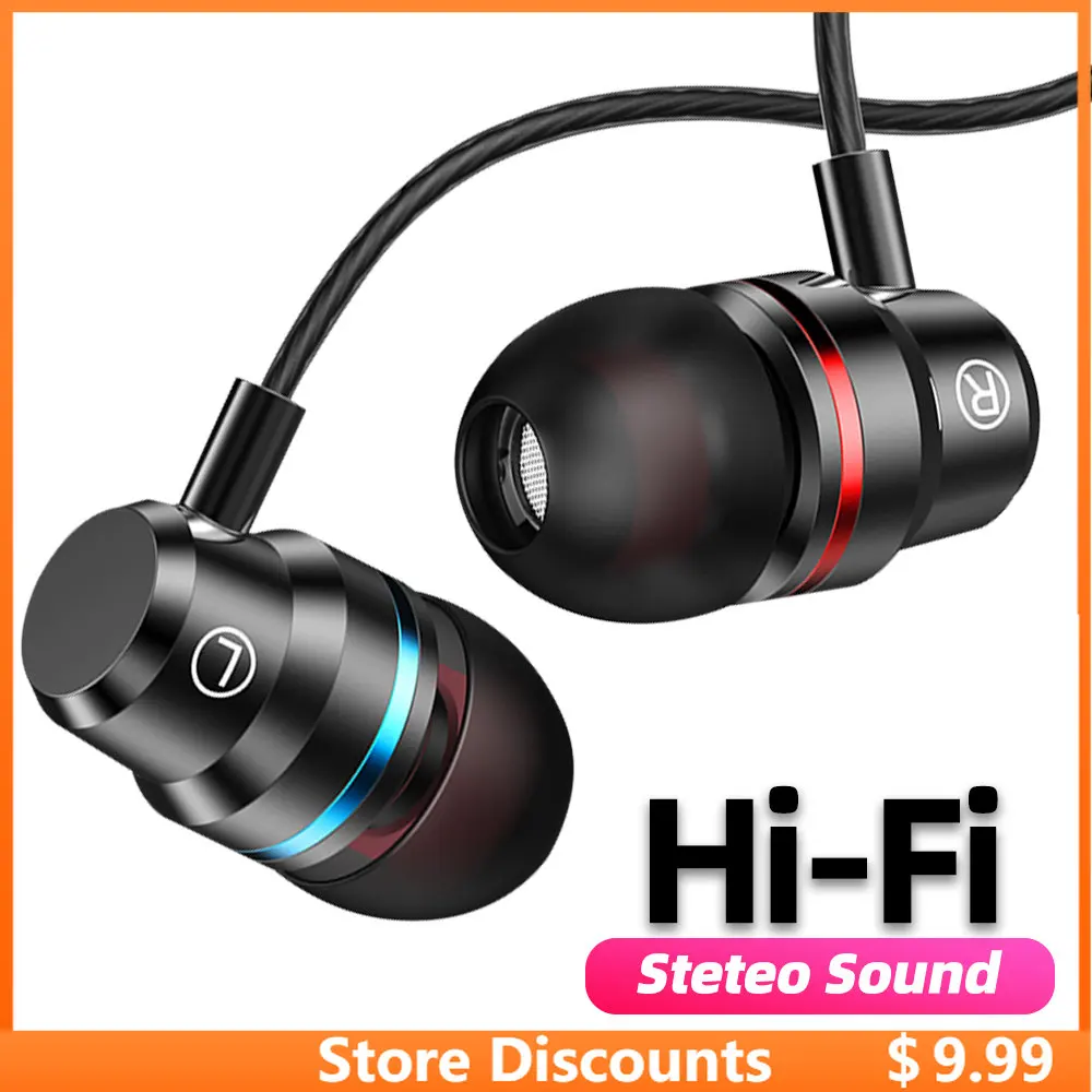 

3.5mm Earphone Wired Earpiece Stereo Bass Music In-ear Control For Xiaomi Samsung Waterproof Sports Earbuds Gaming Headset Mic