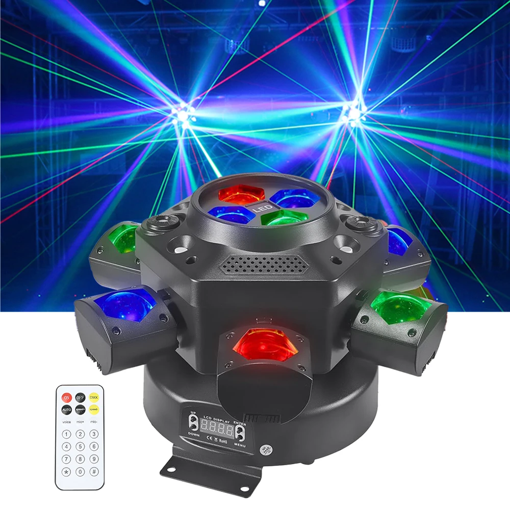 

150 Вт 6-ручечные светодиодные движущиеся головные фонари RGBW Beam Party Lights с дистанционным управлением DMX Disco DJ Stage Light для мероприятий, концертов, живого бара
