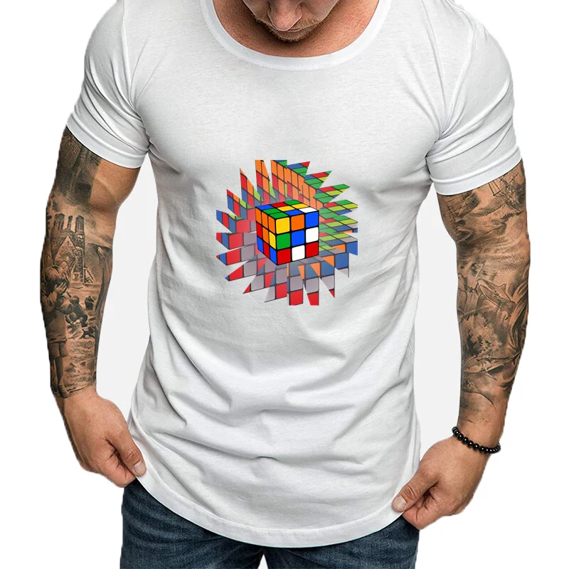 

Rubik's Cube Brand Men's Women's Couple T-Shirt 2022 Summer Fashion Retro Cotton Harajuku Print Short Sleeve O Neck Pullover Top