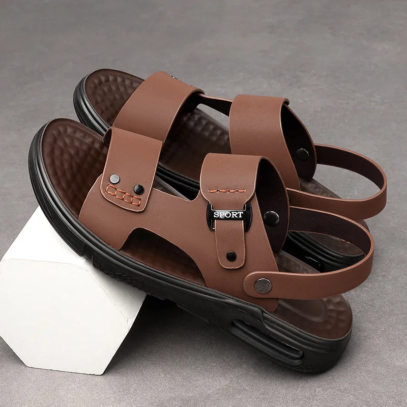 SALUDAS Summer Men's Sandals Genuine Leather Handmade Luxury Casual Sandals Breathable and Comfortable Men Beach Slippers