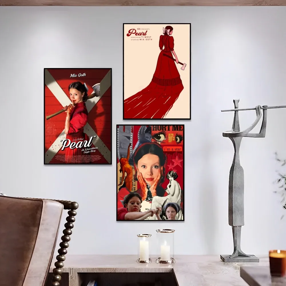 

Horror Film Pearl Poster Self-adhesive Art Poster Retro Kraft Paper Sticker DIY Room Bar Cafe Vintage Decorative Painting
