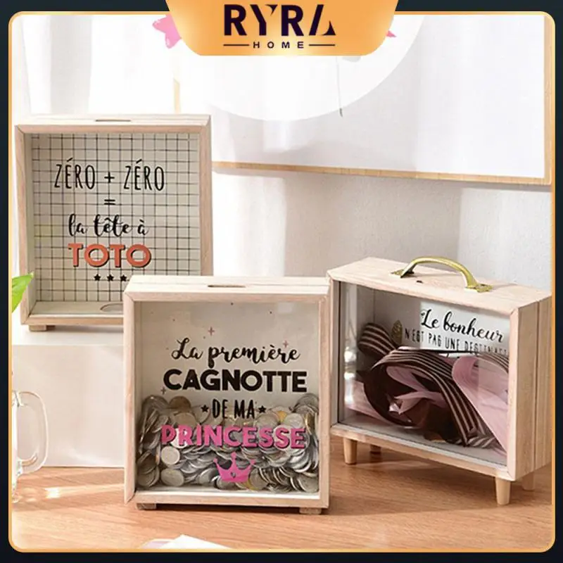 

Desk Decoration Portable 1pcs Piggy Bank Simplicity Stationery Gift Container Home Storage Old-fashioned Piggy Bank Wooden Box