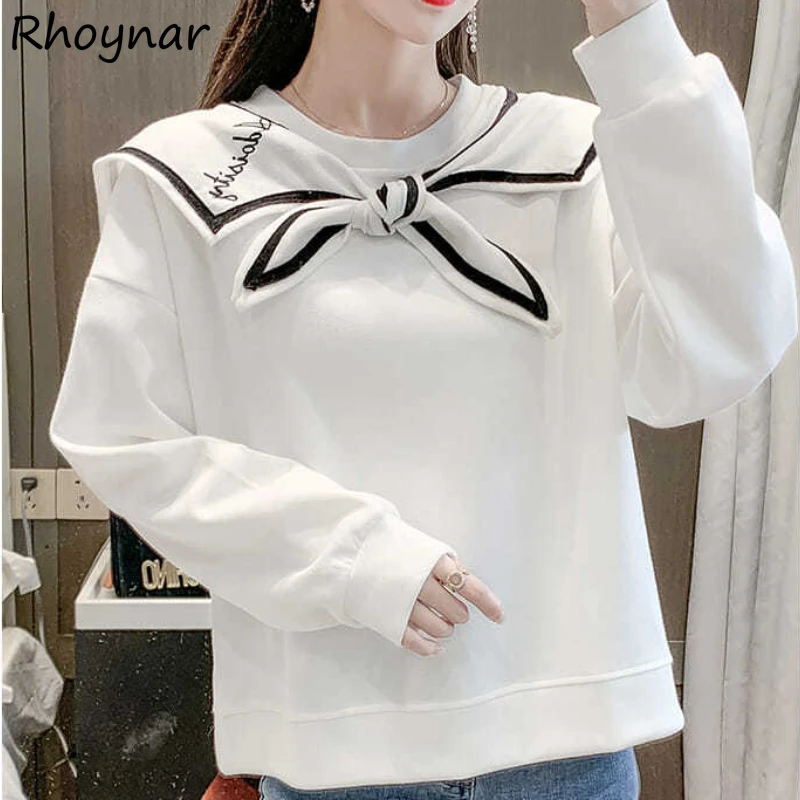 

Кофты с матросским воротником в стиле пэчворк, модная универсальная свободная простая уличная одежда в Корейском стиле, осенняя Повседневная Удобная Женская одежда, шикарная