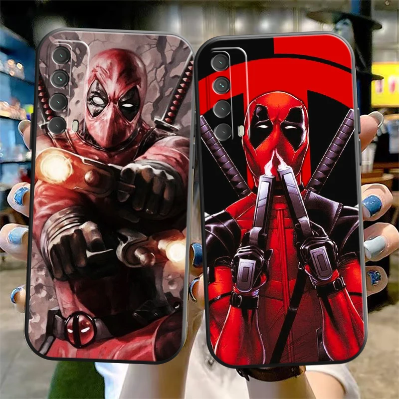 

Marvel Spider-Man Phone Case For Huawei Y7S Y9A Y6 2019 Y7P 2020 Y8S Y7 2019 Y9 2019 Carcasa Black Coque Liquid Silicon Back