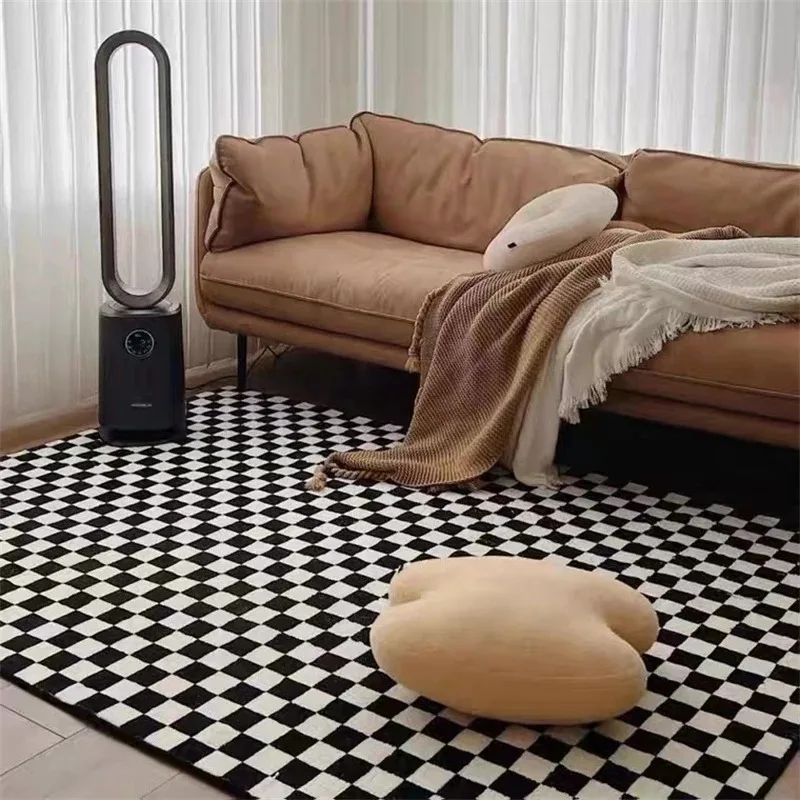 

Nordic Color Checkerboard Soft Flannel Carpet Home Decoration Floor Living Room Mat Large Hall Outdoor Bedroom Printed Rugs