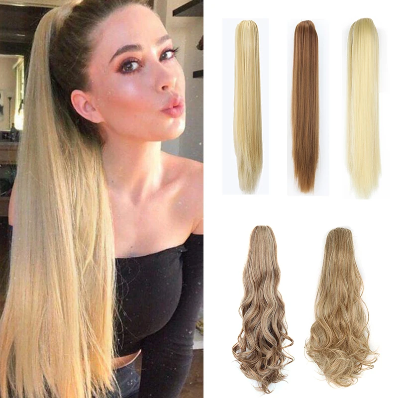 

Синтез прямых волос для конского хвоста для женщин 24 дюйма длинные натуральные волнистые заколки удлинение волос конский хвост светлые накладные волосы