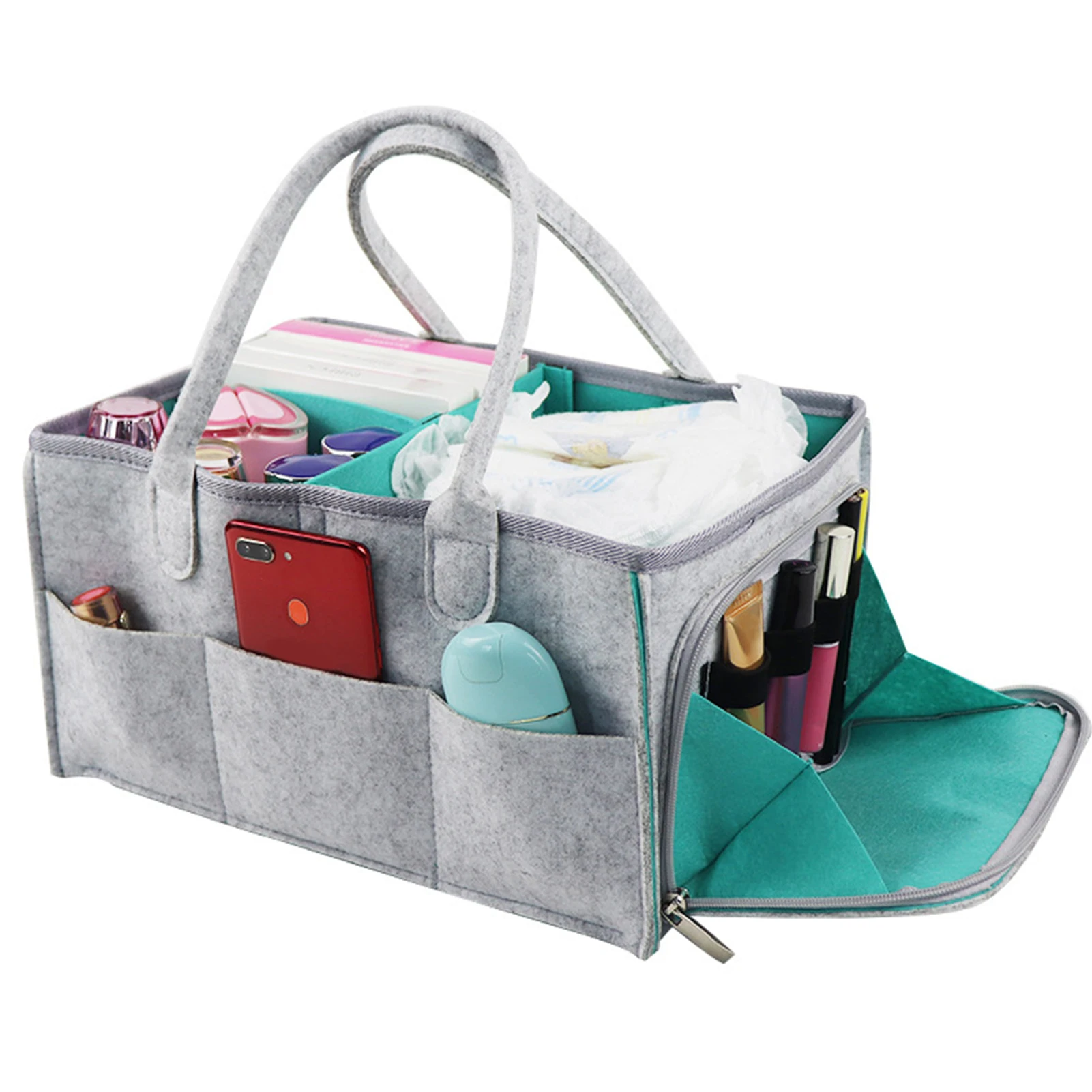 

Bag Storage Organizer Nursery Changing Table With Compartments Baby Diaper Caddy Nappy Holder Foldable Felt Multifunctional Box