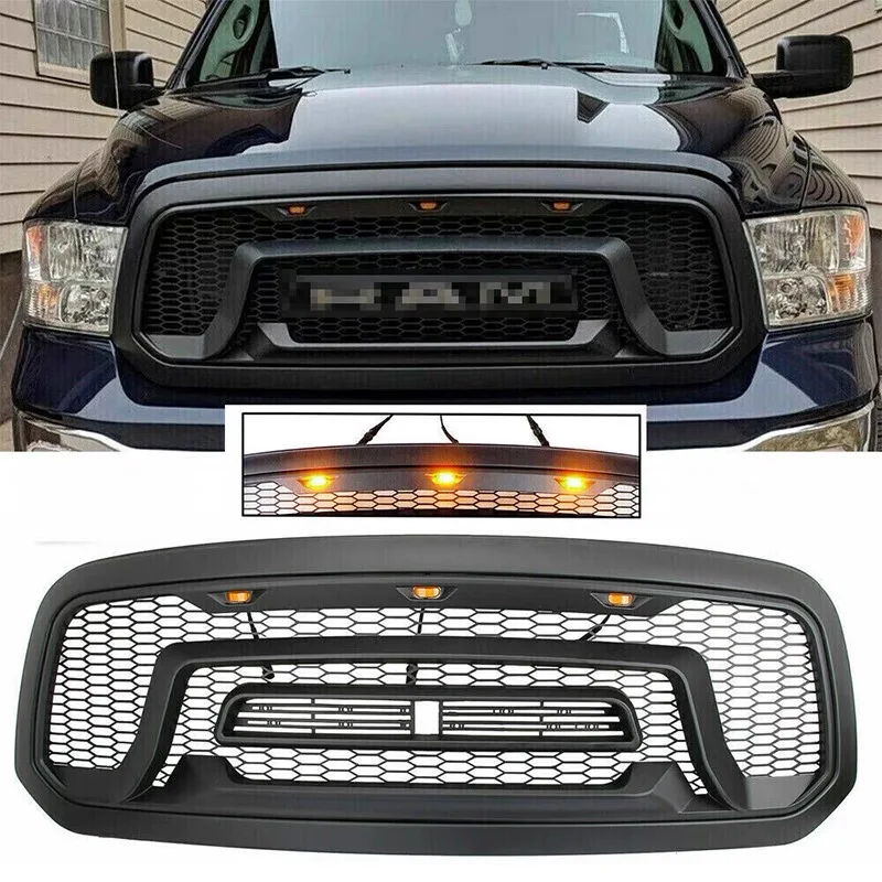 

Передняя сетчатая решетка в стиле Raptor для Dodge Ram 1500 2013-2018, гоночная решетка из АБС, черный бампер, Сменная сетка