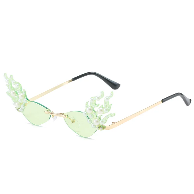 Женские солнцезащитные очки в стиле стимпанк ручной работы с жемчугом UV400 панк