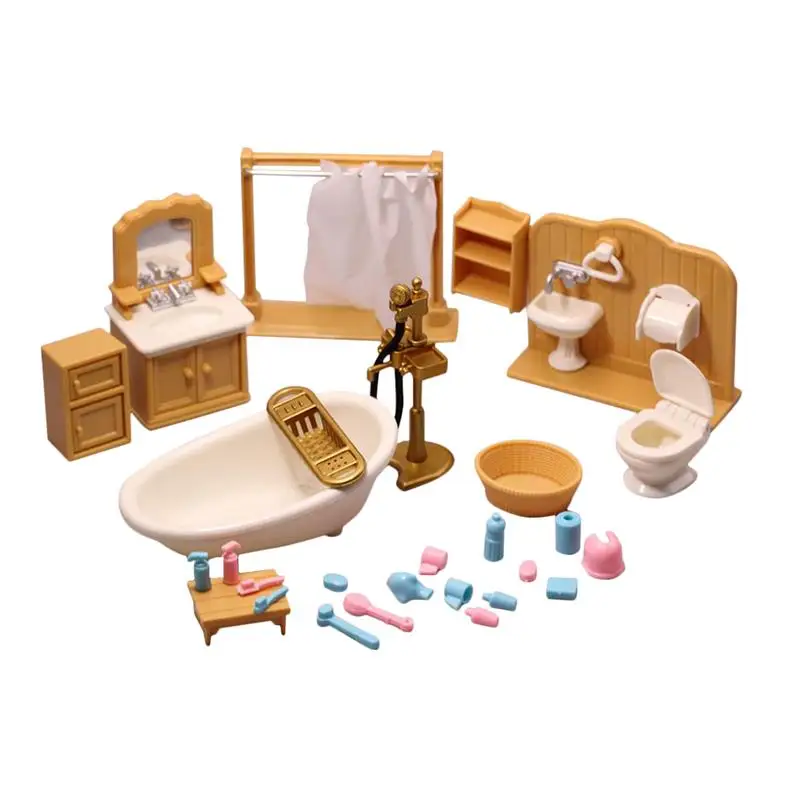 

Bathroom Furniture Dollhouse Miniature Model Mini Decoration Set House Props Cabinet Sink Toilet Interior Simulation Topper