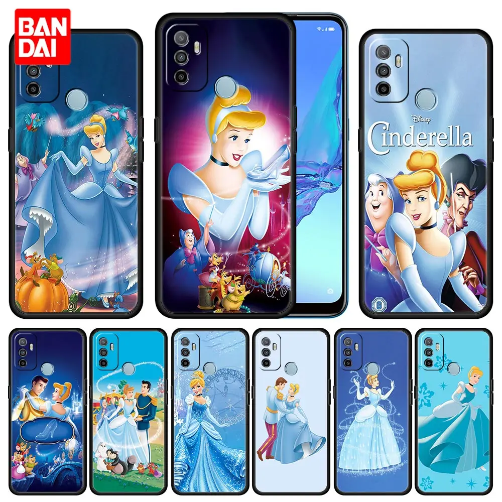 

Disney Cinderella Cute Cartoon Case for Oppo A53 A52 A3s A5s A9 A15 A31 A54 A74 A93 A94 F19 Pro 4G 2020 Silicone Black Cover Bag