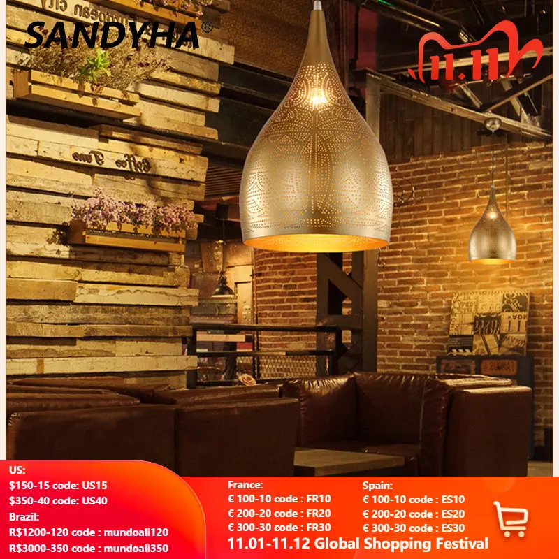 

Современная светодиодная Подвесная лампа в арабском стиле, железный подвесной светильник для ресторана, гостиной, выставочного зала, кухни...