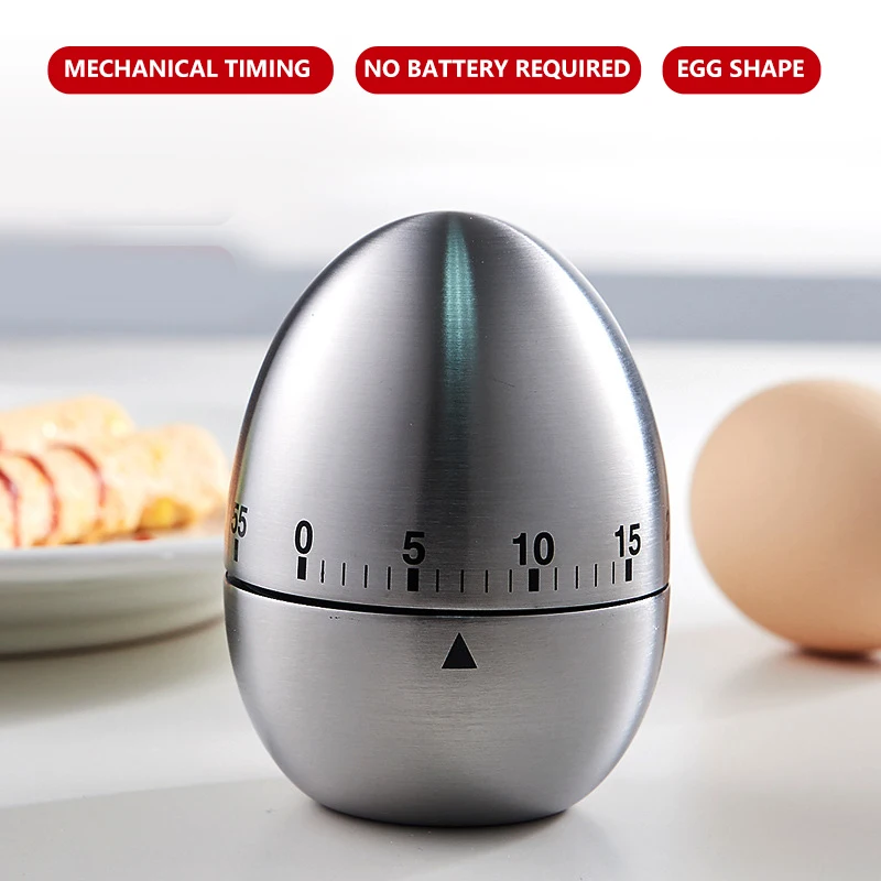 

Кухонные инструменты, кухонный таймер, яйцо из нержавеющей стали, 60 минут, устройство для подсчета времени, милый кухонный таймер для яиц