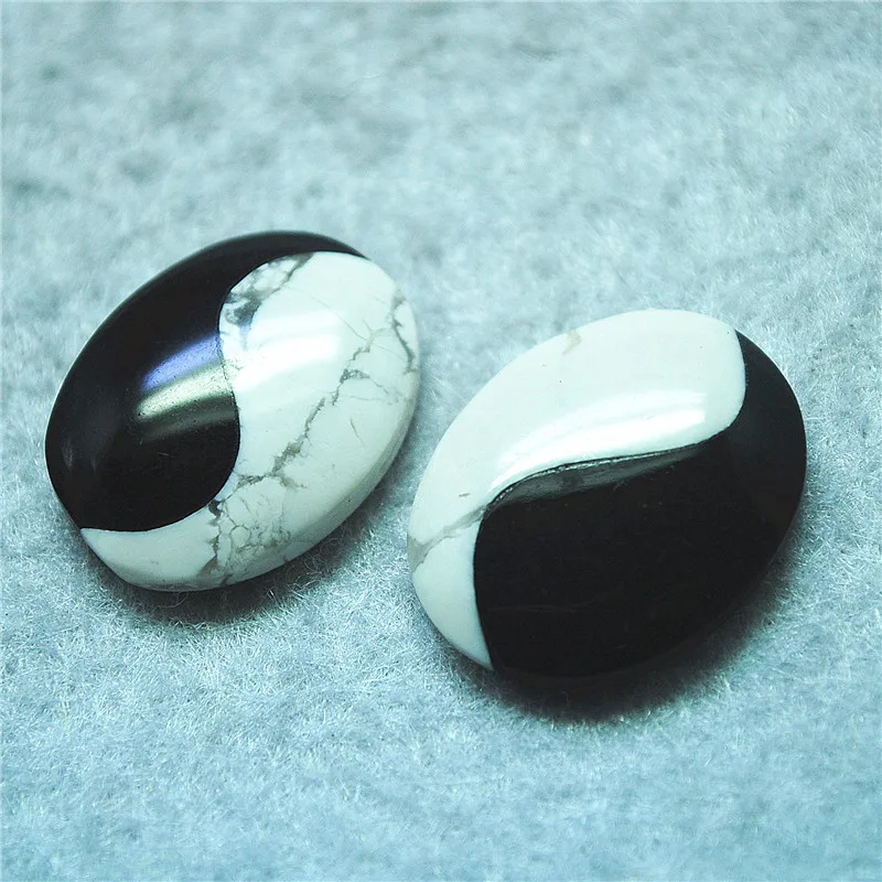 

2PCS Nature Gemstone Cabochons Tai Chi Signal 16x20MM Oval Shape No Hole Loose DIY Beads Accessories Wholesale Free Shippings