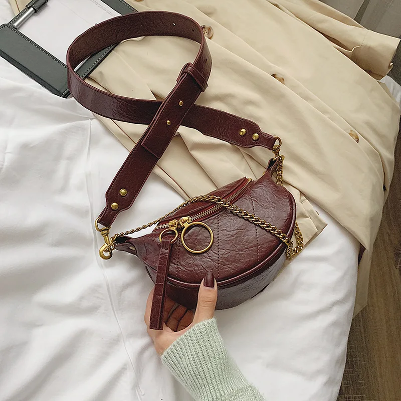 

2019 New Trendy Fashion Luxury High Quality Casual Simple Messenger Bag Pleated Waist Bag on The New Texture Small Bag Female