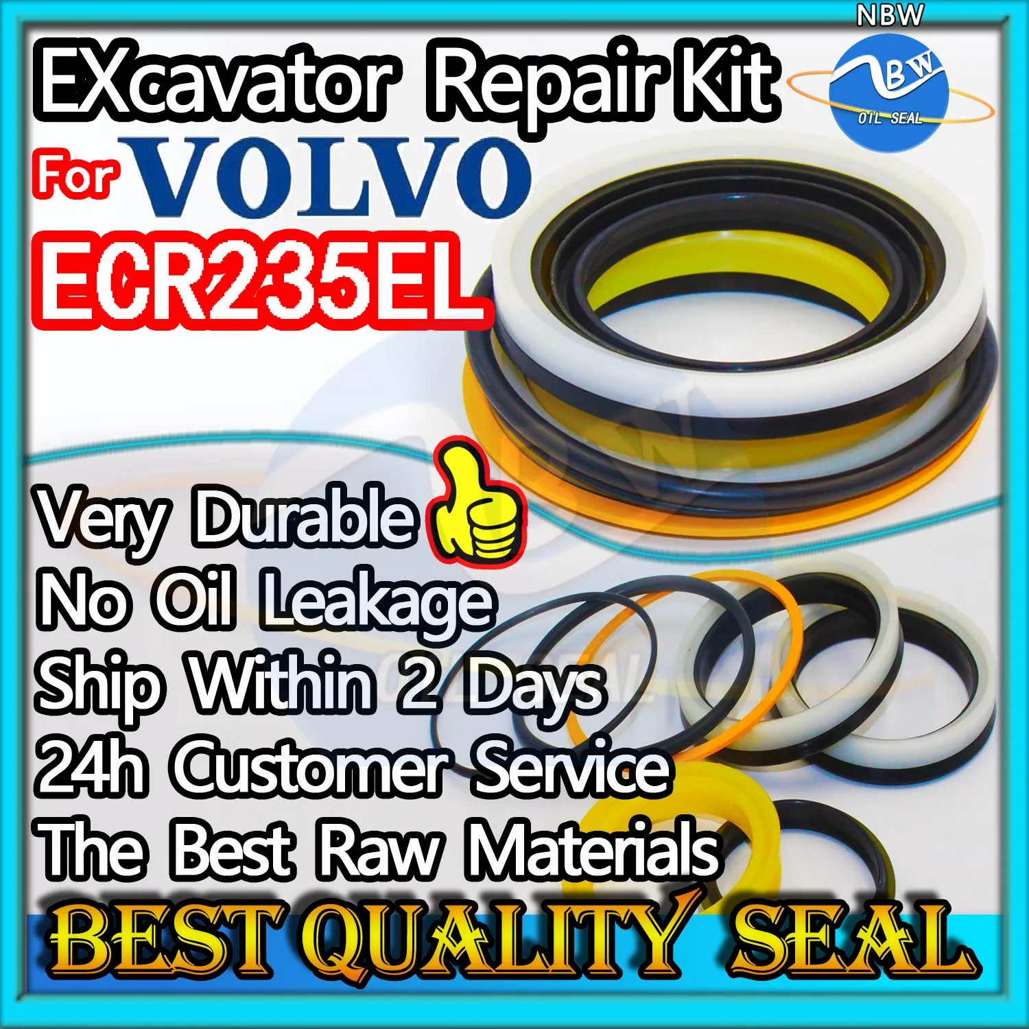 

For VOLVO ECR235EL High Quality Oil Seal Kit Excavator Repair Rebuild Parts MOTOR Piston Rod Shaft Replacement Dust Bushing BOOM
