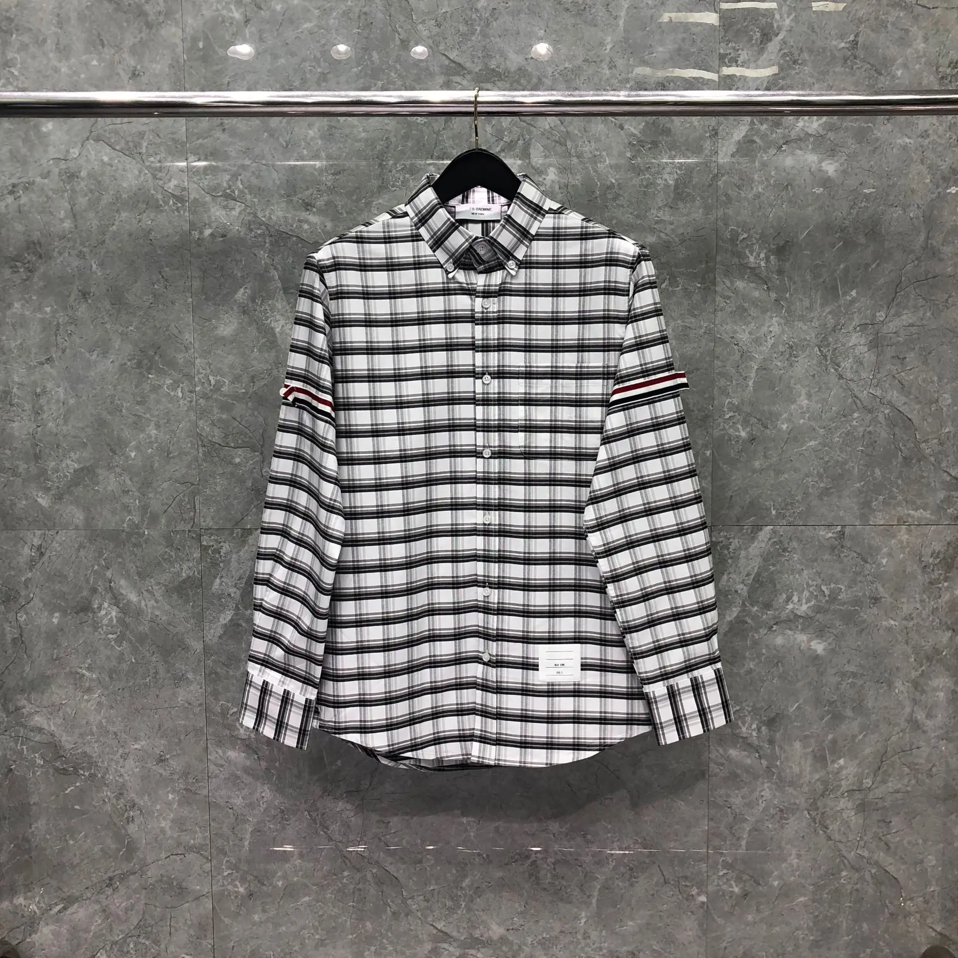 TB New Plaid Shirt Men's Casual Loose Cotton Striped Shirt Casual Long-sleeved Lapel Shirt Spring Autumn Shirt Lining Man Shirt