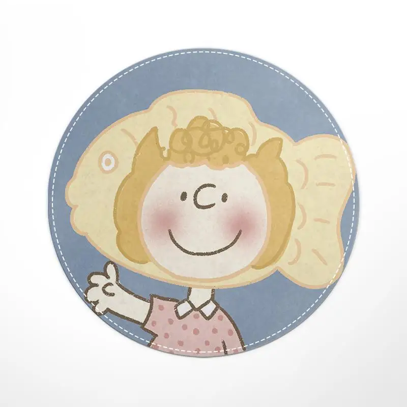 Игровой коврик для мыши с милым мультяшным Снупи круглый небольшим замком