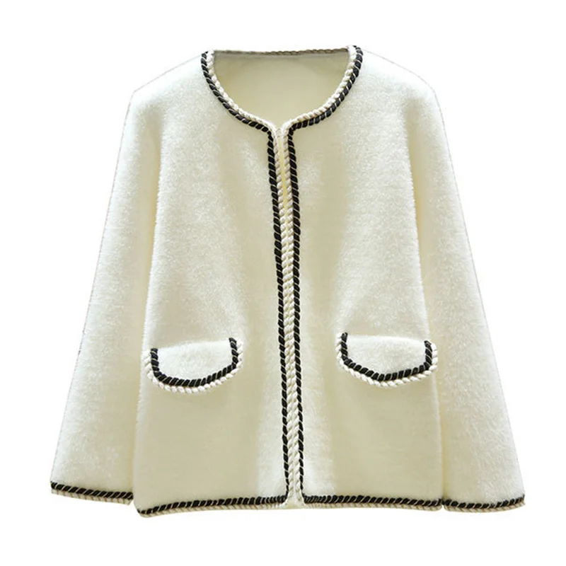 

Elegant Knitwear Cardigan Female Jackets Korean Loose Soft Women Sweater Coats O Neck Casual Knit Womens Clothing 2023 Autumn