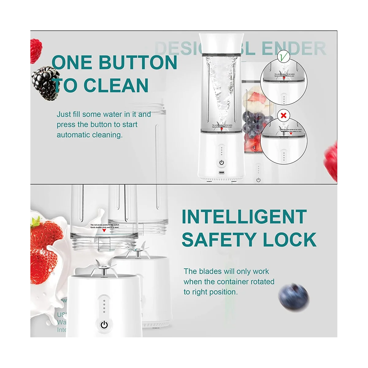 Portable Blender, USB Rechargeable Smoothie on the Go Blende
