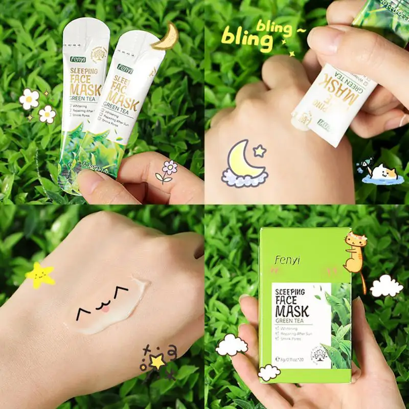 

20Pcs Sleeping Face Mask Day Night Skin Care Facial Mask Green Tea Moisturize Blackhead Treatment Face Care Mask Korean Cosmetic