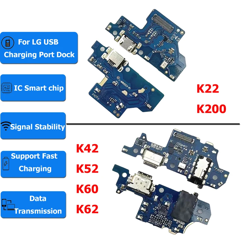 

Для зарядного порта Micro USB для LG K22 K200, док-разъем K42 K52 K60 K62, коннектор для микрофона, детали для замены