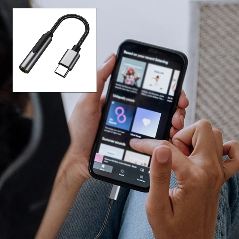 

H7JA Type C To 3.5mm Aux Adapter Type-c 3.5mm Jack Cable for Galaxy S10 Note10 HTC Meizu Sony Mobile Phones Cable
