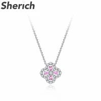 sherich 2022 new clover pink high carbon diamond 100 925 sterling silver elegant charming pendant necklace women brand jewelry