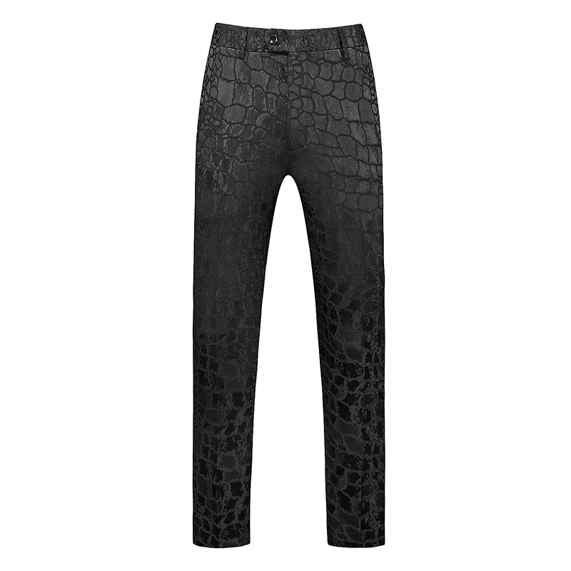

YASUGUOJI Black Snake Pattern Dress Pants Men 2022 Stylish Slim Fit Straight Suit Pants Mens Wedding Party Prom Stage Trousers