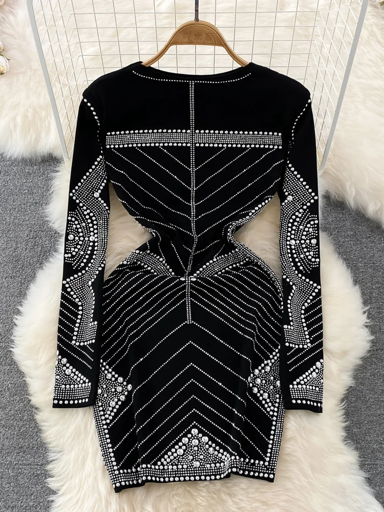 

Женское винтажное платье-футляр с круглым вырезом, длинным рукавом и завышенной талией