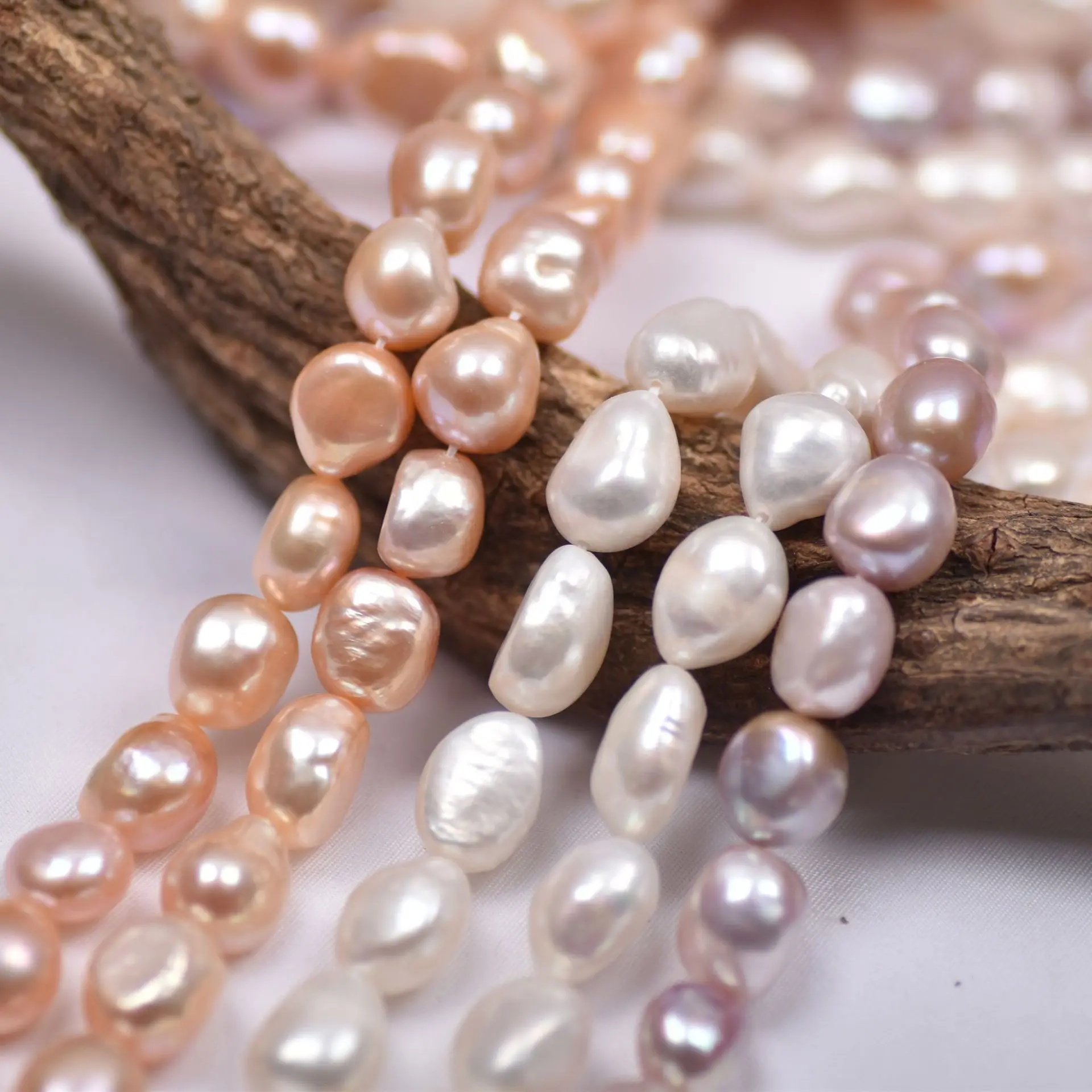 

New Natural Freshwater Pearl Baroque Stone-Shaped Double-Sided Light 10-12mm Irregular Semi-Finished DIY Material Necklace