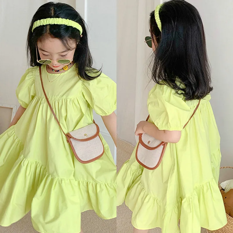 

Pretty Summer Kids Clothes Irregular Short Sleeve Princess Dress Fashion Korean Vestidos Little Girl Cute Thing Children Costume
