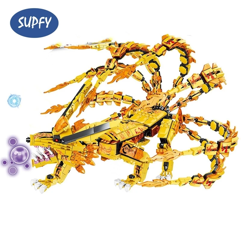 SUPFY 2022 Новые блоки 1211 шт. Ninja Kurama Kyuubi Nine Tailed Foxs фигурки строительные набор