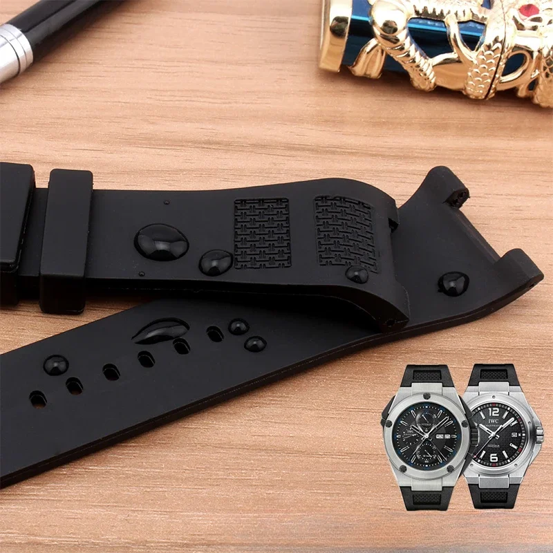 Черный силиконовый ремешок для часов Iwc инженер 322503 323601 30x16 мм специальный
